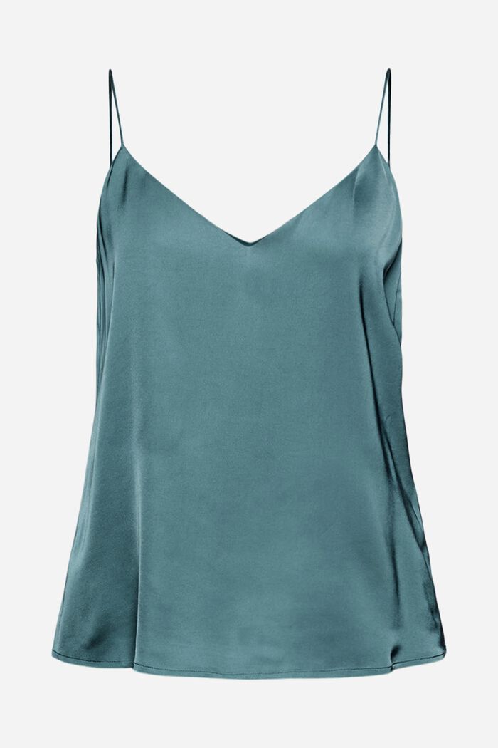Satin top made of LENZING™ ECOVERO™, DARK TURQUOISE, detail image number 0