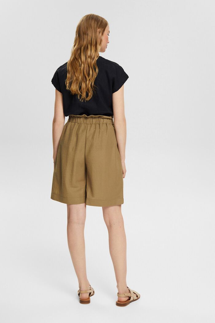 Shorts with a paperbag waistband, LENZING™ ECOVERO™, KHAKI GREEN, detail image number 3