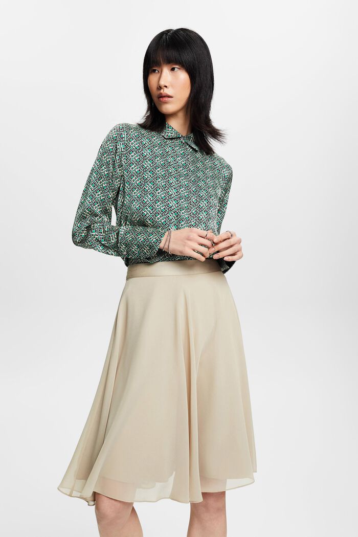 Knee-length chiffon skirt, DUSTY GREEN, detail image number 5