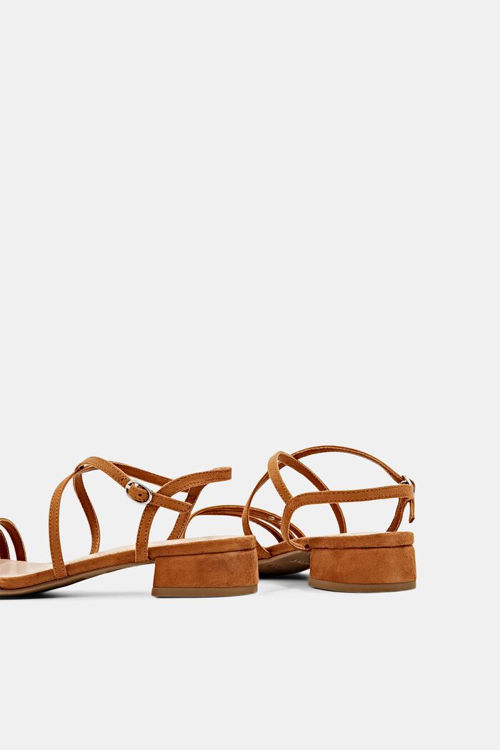 Strappy sandals in faux suede, CARAMEL, detail image number 4