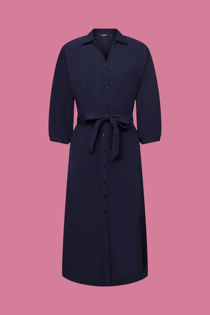 Shirt style woven midi dress, NAVY, detail image number 6