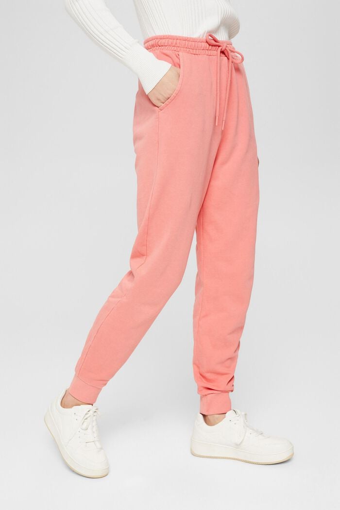 Tracksuit bottoms made of 100% cotton, CORAL, detail image number 0