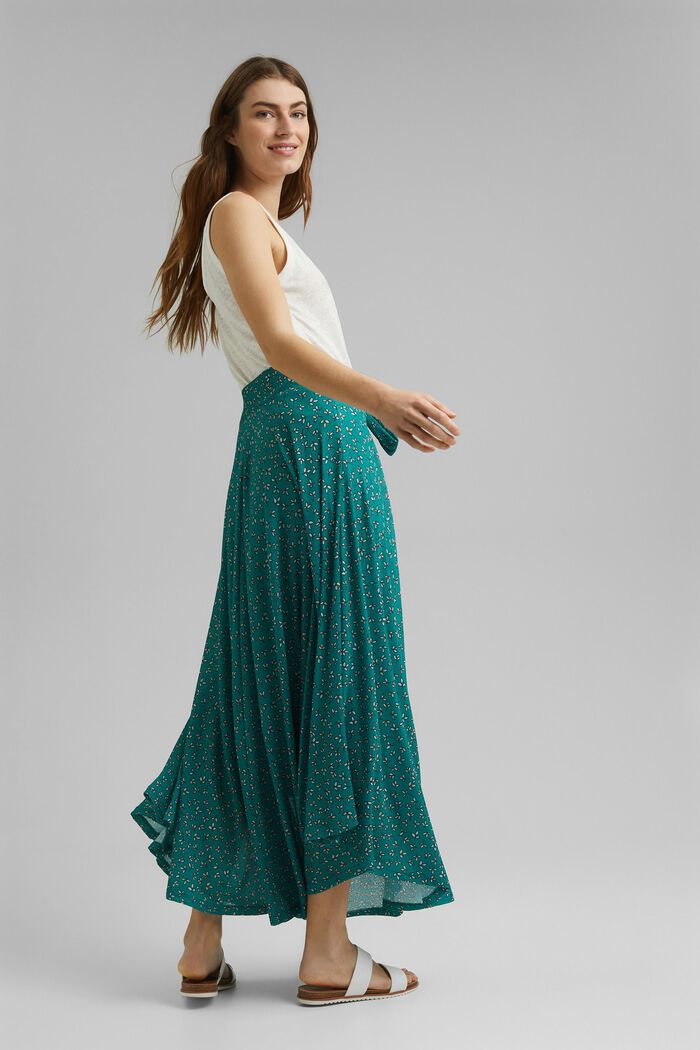 Maxi-length jersey skirt with a print, TEAL GREEN, detail image number 3