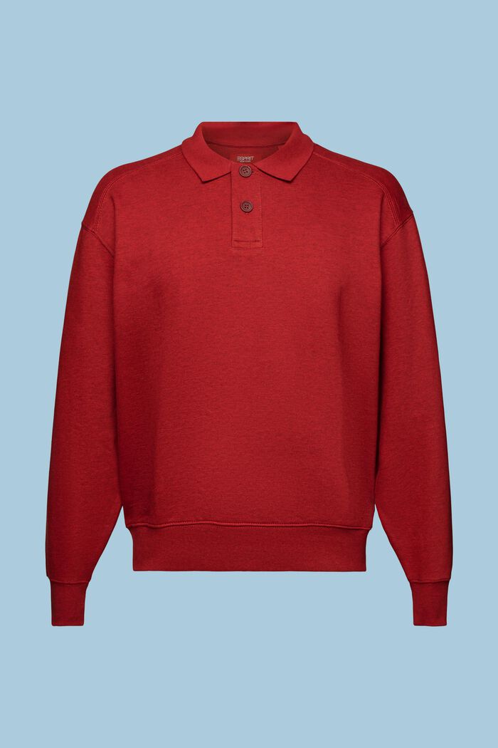 Polo Longsleeve Sweatshirt, DARK RED, detail image number 6