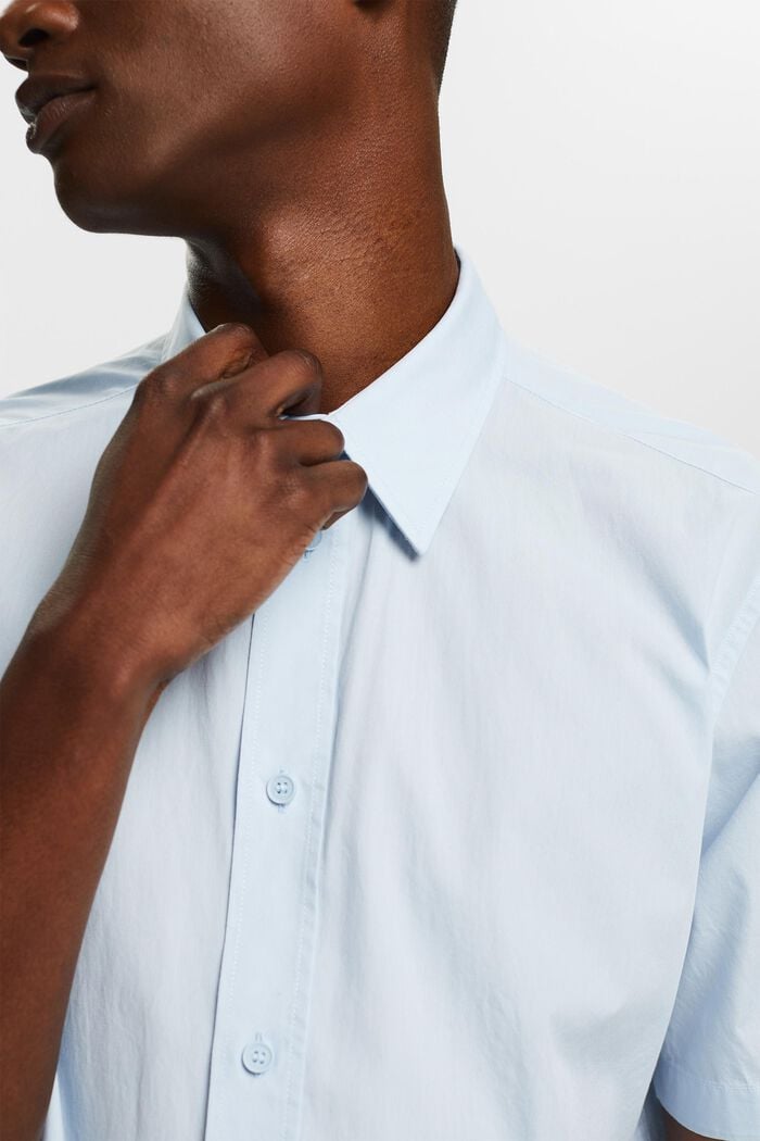 Cotton Poplin Short-Sleeve Shirt, LIGHT BLUE, detail image number 3