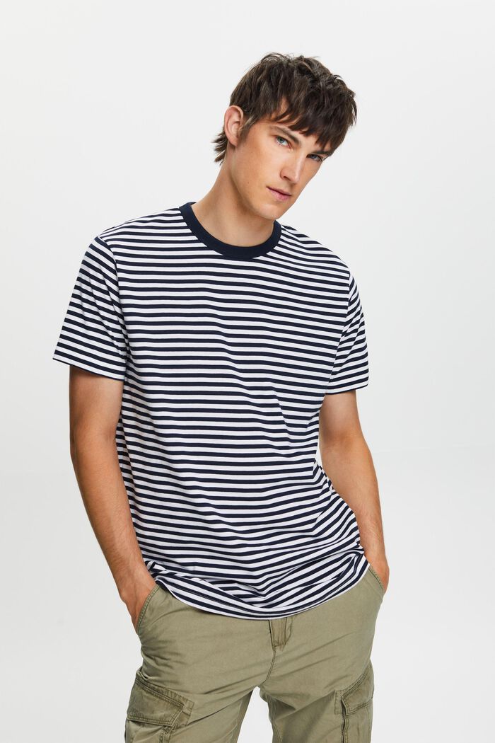 Striped jersey T-shirt, 100% cotton, WHITE, detail image number 0