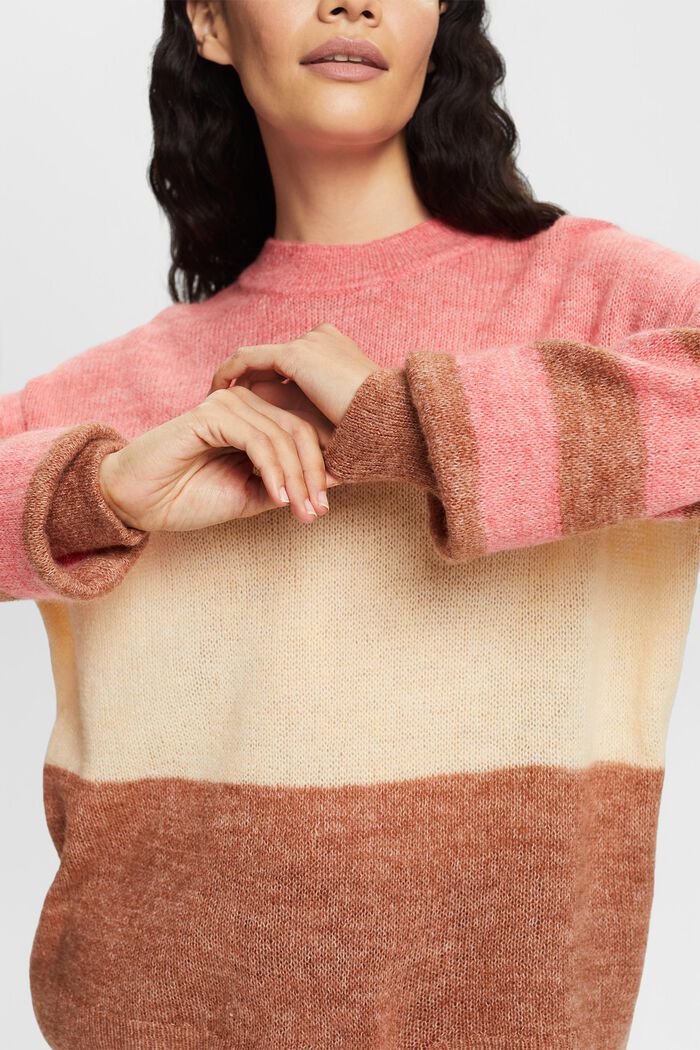 Colour block jumper, wool blend, CORAL RED, detail image number 2