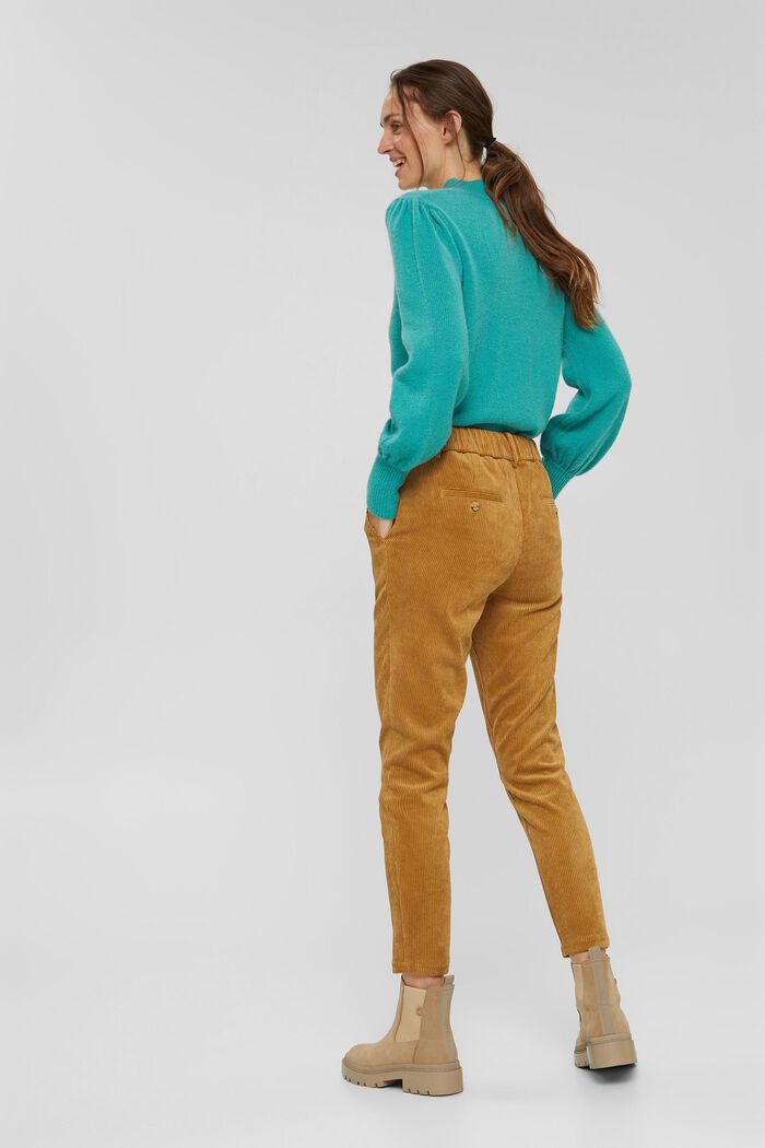 Recycled: cropped pull-on corduroy trousers, CAMEL, detail image number 3
