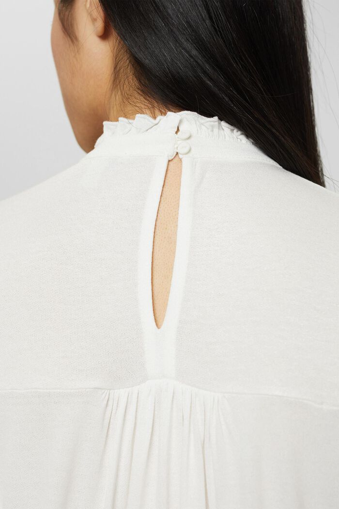 Long sleeve top with frills, LENZING™ ECOVERO™, OFF WHITE, detail image number 2