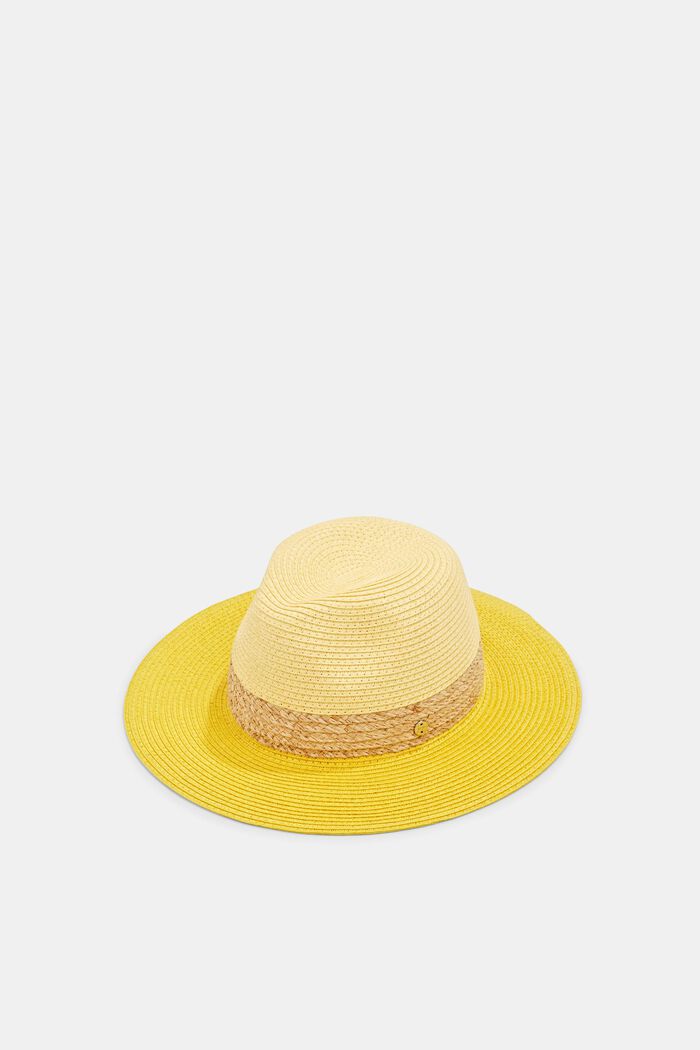 Sun hat made of paper bast, YELLOW, detail image number 0