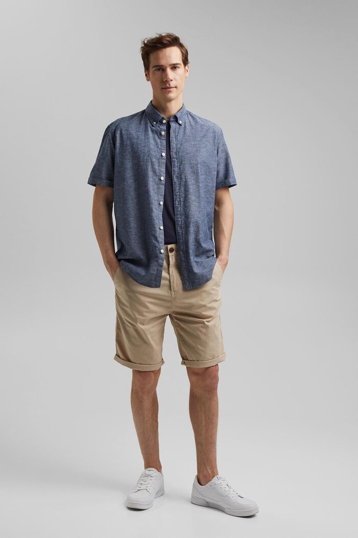 Linen/organic cotton: short-sleeved shirt, NAVY, detail image number 1