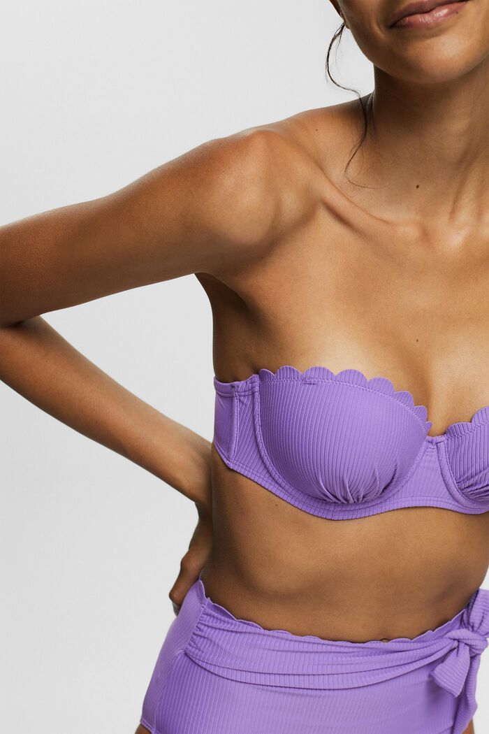 Ribbed bikini top with a scalloped hem, VIOLET, detail image number 2