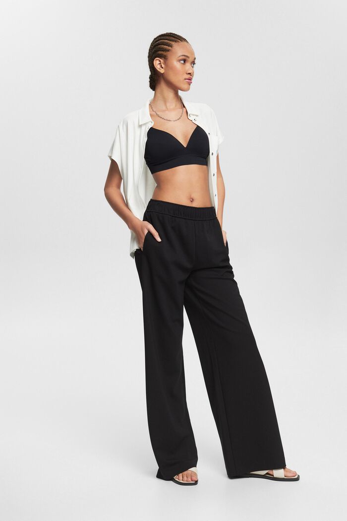 Wide-leg trousers with an elasticated waistband, BLACK, detail image number 6