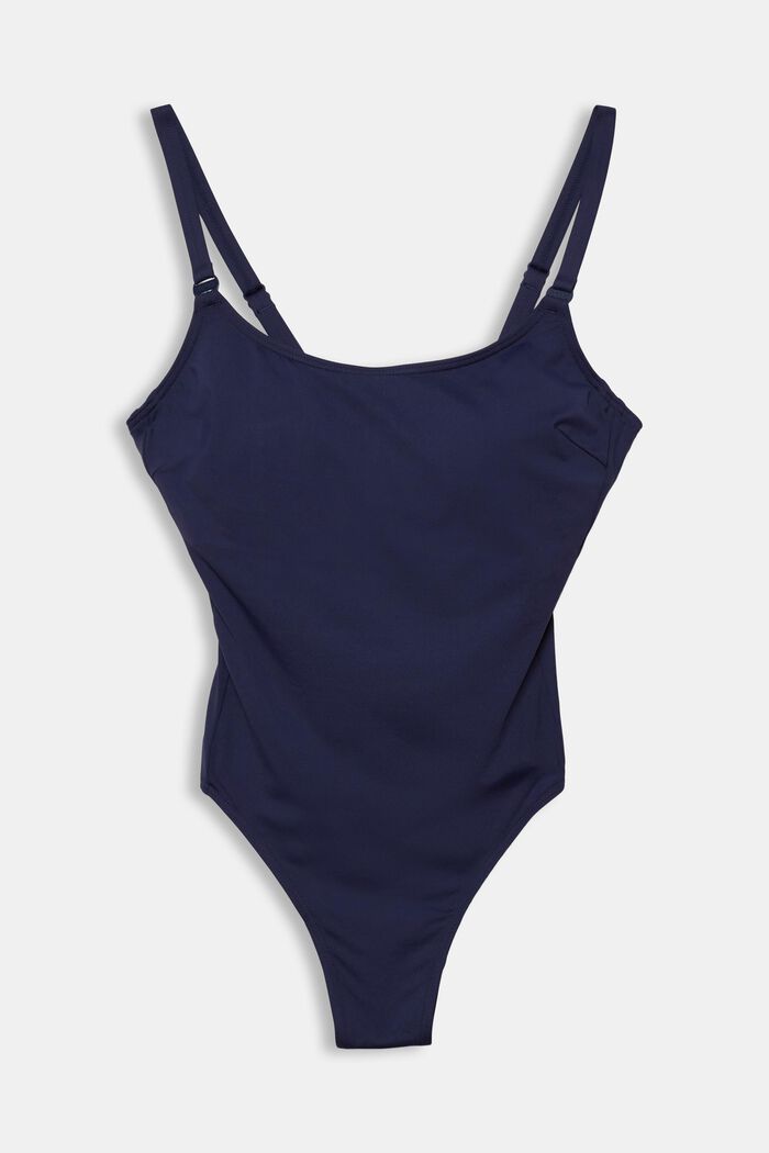 Made of recycled material: unpadded swimsuit with underwiring, NAVY, detail image number 2