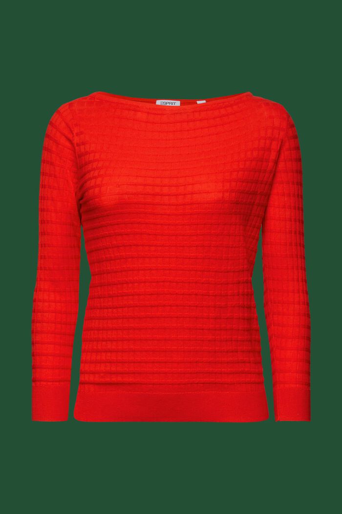 Structured Knit Sweater, RED, detail image number 6