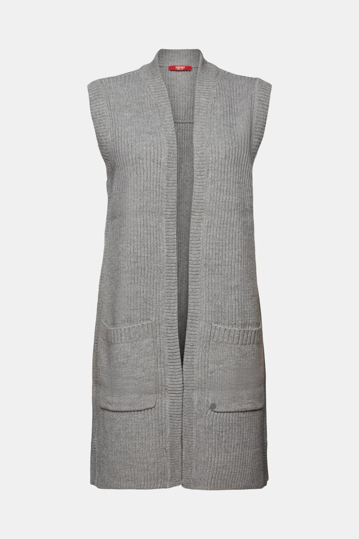 Recycled: longline sleeveless cardigan, GREY, detail image number 0