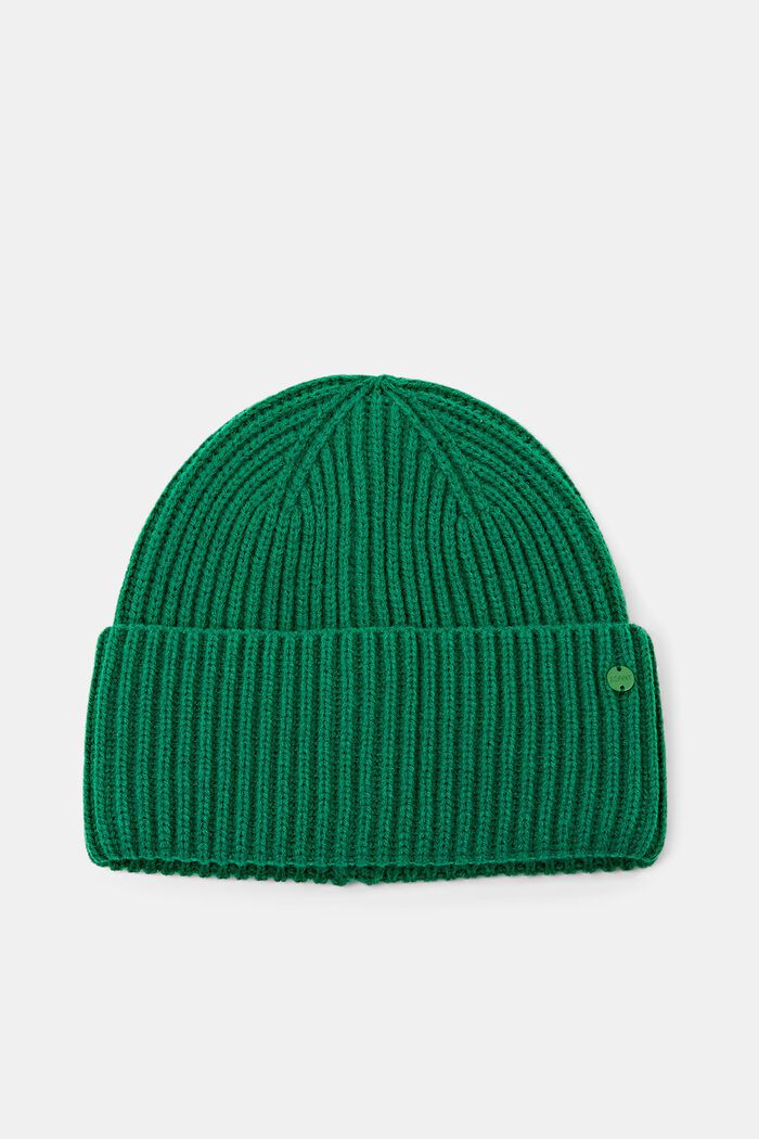 Rib Knit Beanie, GREEN, detail image number 0