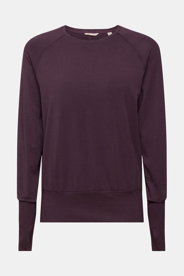 Long sleeve top with thumb holes, AUBERGINE, detail image number 1