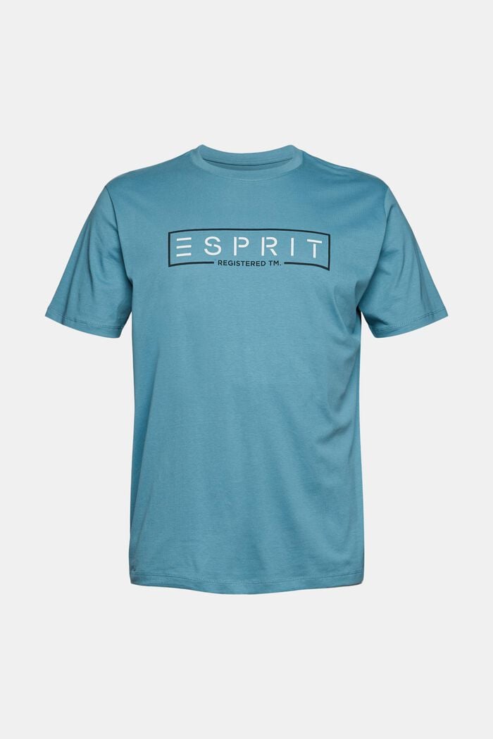 Jersey T-shirt with a logo print, TURQUOISE, overview