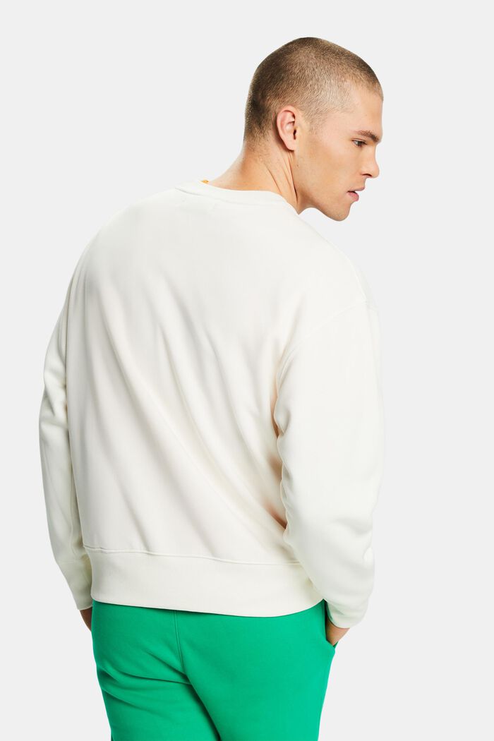 Unisex Cotton Fleece Logo Sweatshirt, OFF WHITE, detail image number 4
