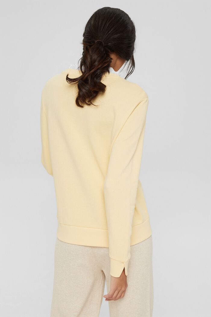 Organic cotton sweatshirt in a layered look, PASTEL YELLOW, detail image number 3