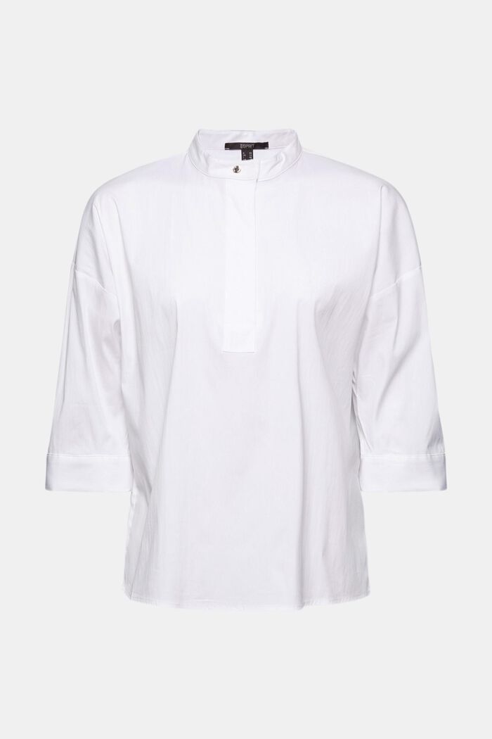 Blouse with a buttoned stand-up collar, WHITE, detail image number 0