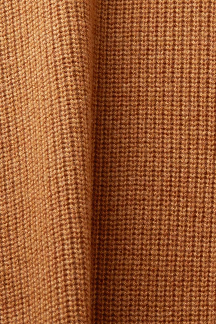Open-Front Long Hooded Cardigan, CARAMEL, detail image number 5