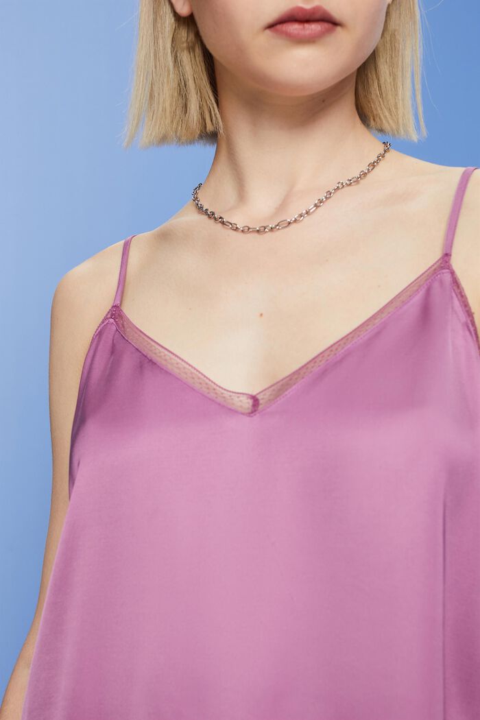 Satin camisole with lace trim, LENZING™ ECOVERO™, VIOLET, detail image number 2