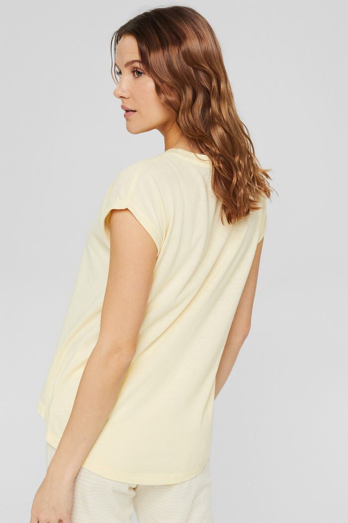 Velvety pyjama top, 100% organic cotton, PASTEL YELLOW, detail image number 2