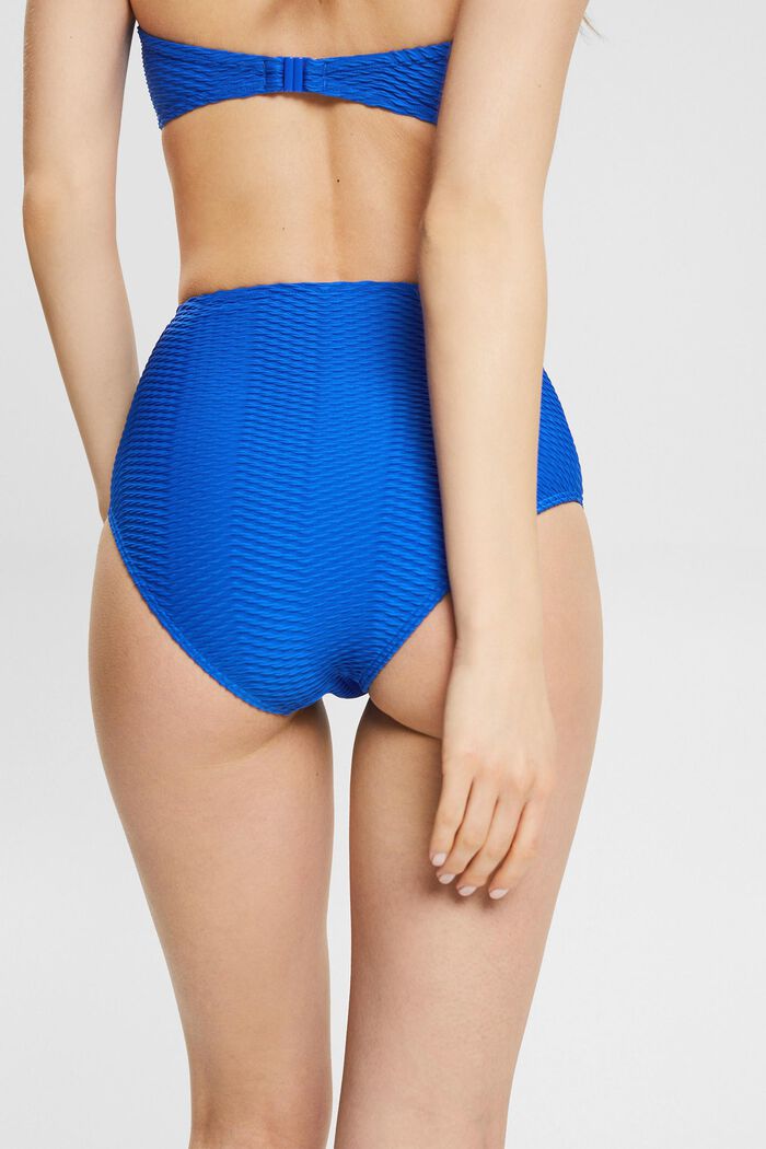 High-waisted bikini bottoms with textured stripes , BRIGHT BLUE, detail image number 3