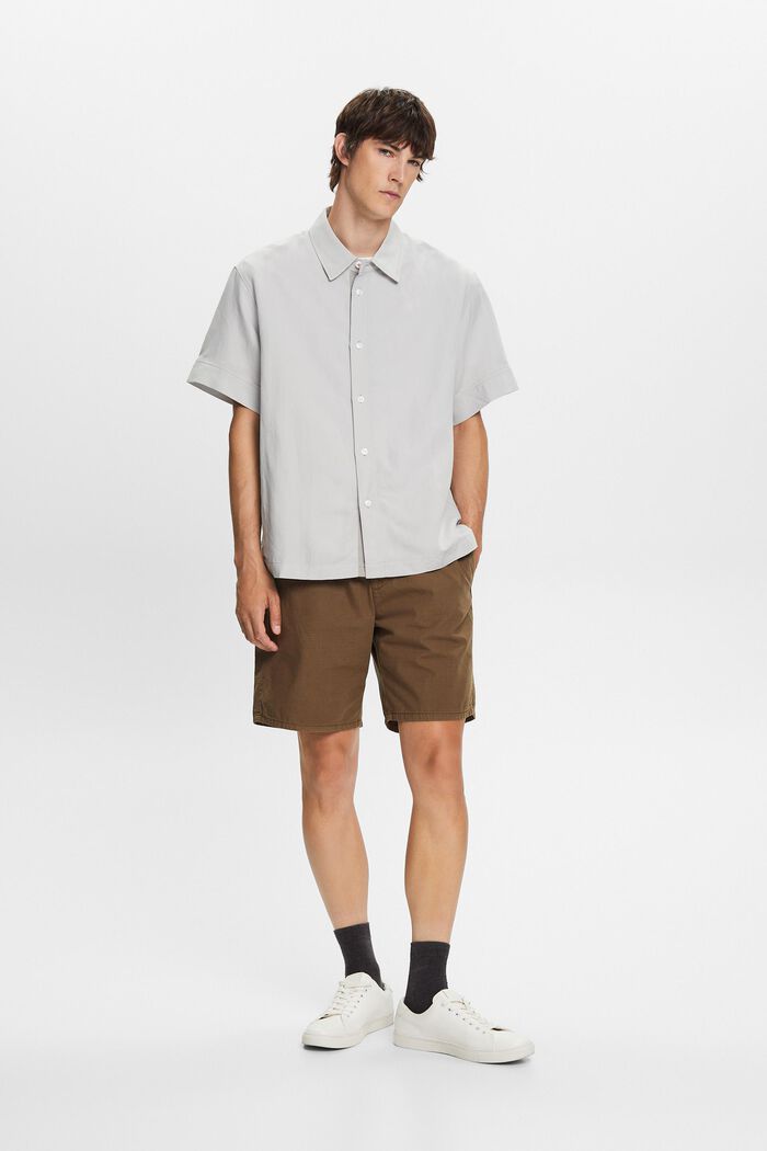 Short-sleeved shirt, linen blend, LIGHT GREY, detail image number 1