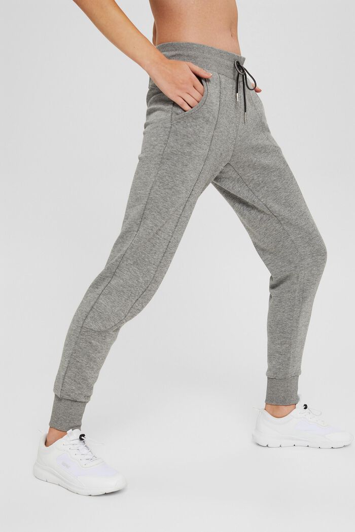 Tracksuit bottoms made of blended organic cotton, MEDIUM GREY, detail image number 0