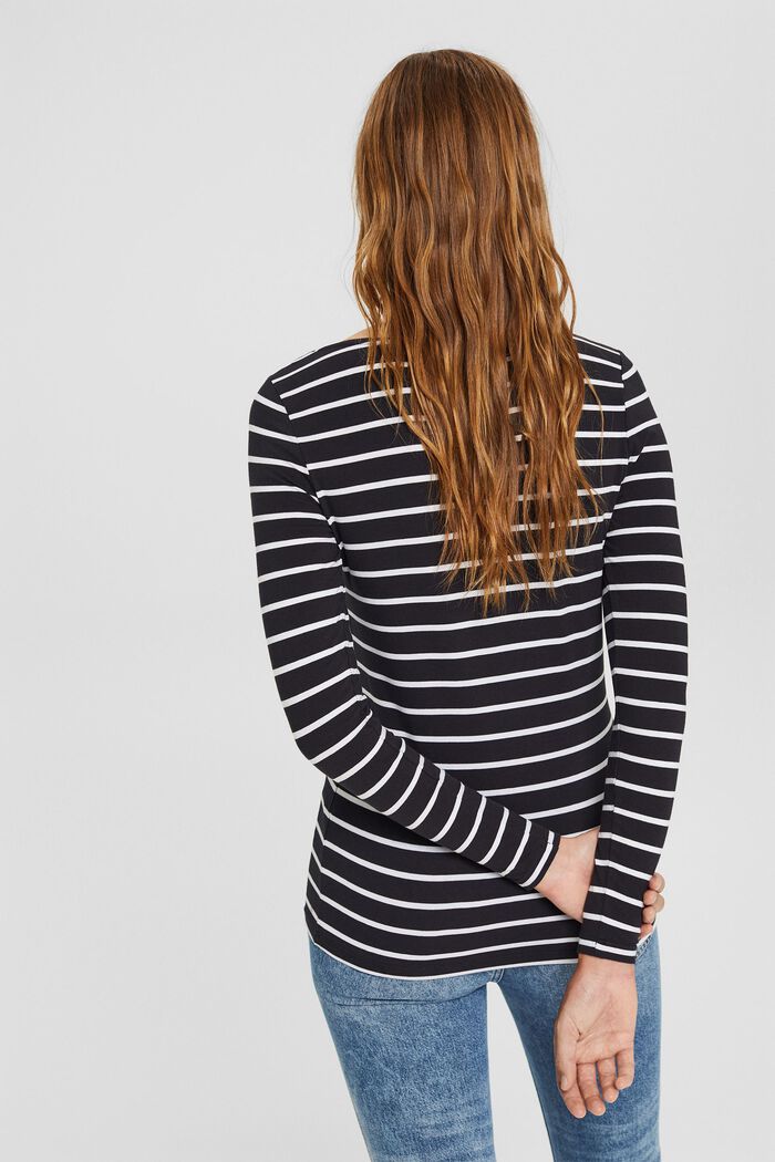 Striped long sleeve top made of organic cotton, BLACK, detail image number 3