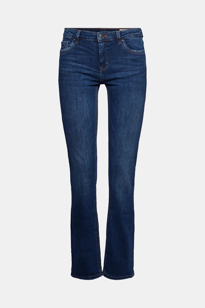 Stretch jeans made of blended organic cotton, BLUE DARK WASHED, overview