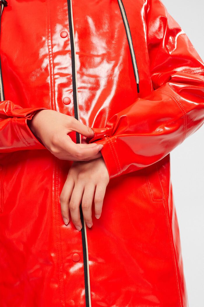 Faux patent leather coat, RED, detail image number 2