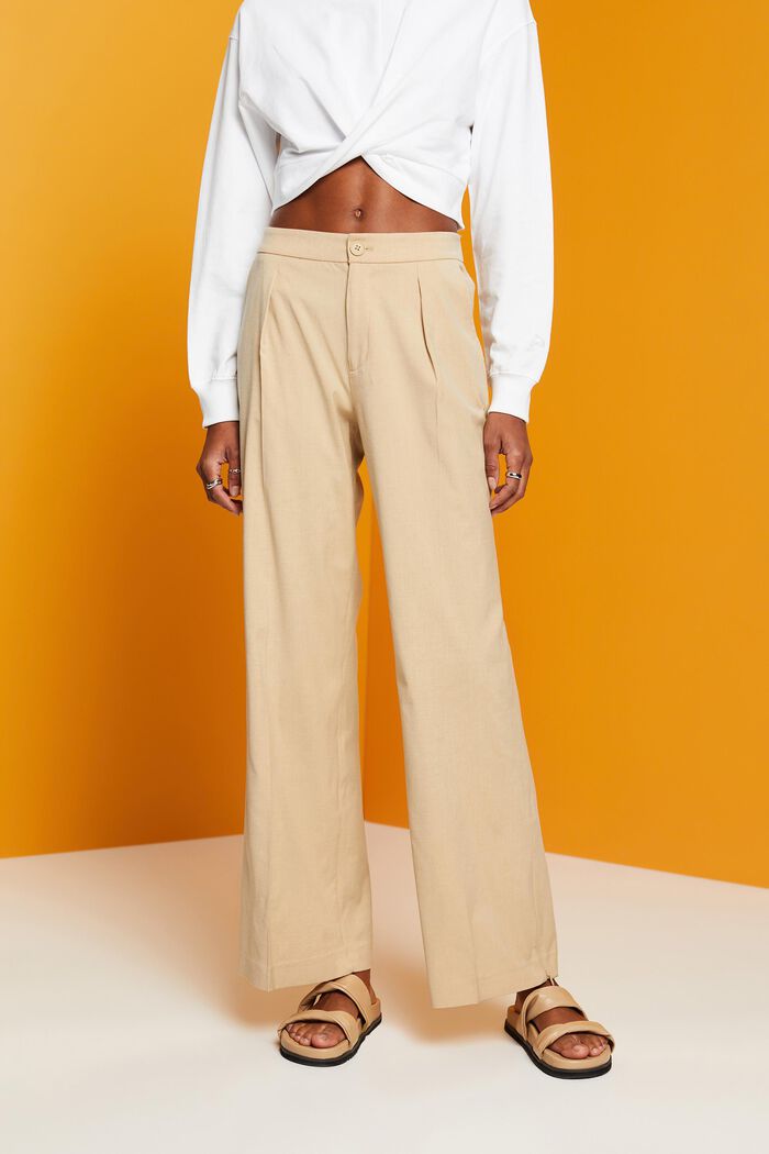 Split hem trousers with zip, SAND, detail image number 0