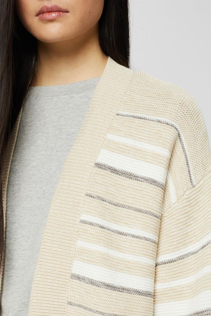 Striped cardigan in 100% cotton, BEIGE, detail image number 2