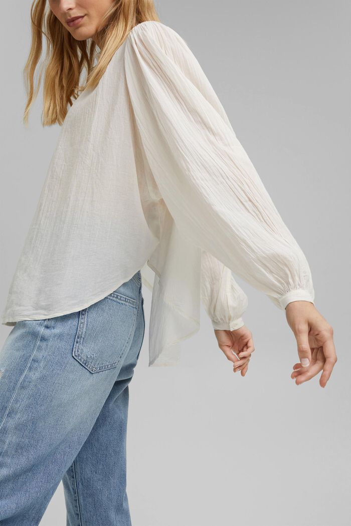 Batwing blouse made of cotton voile, OFF WHITE, detail image number 2