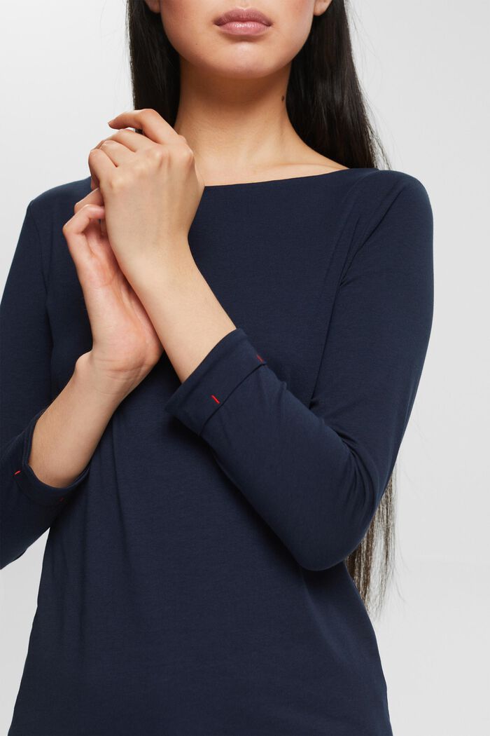 Top with 3/4-length sleeves, NAVY, detail image number 0