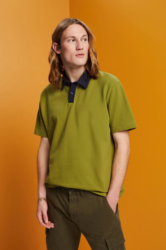 Cotton pique polo shirt, LEAF GREEN, detail image number 0