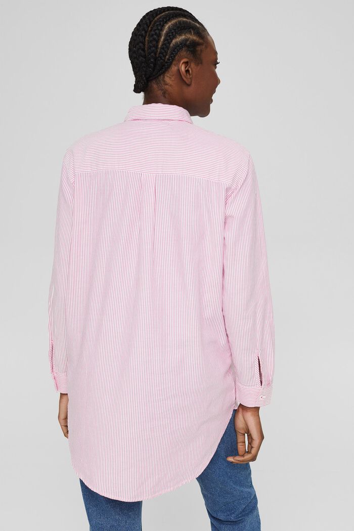 Striped shirt blouse in organic cotton, PINK FUCHSIA, detail image number 3