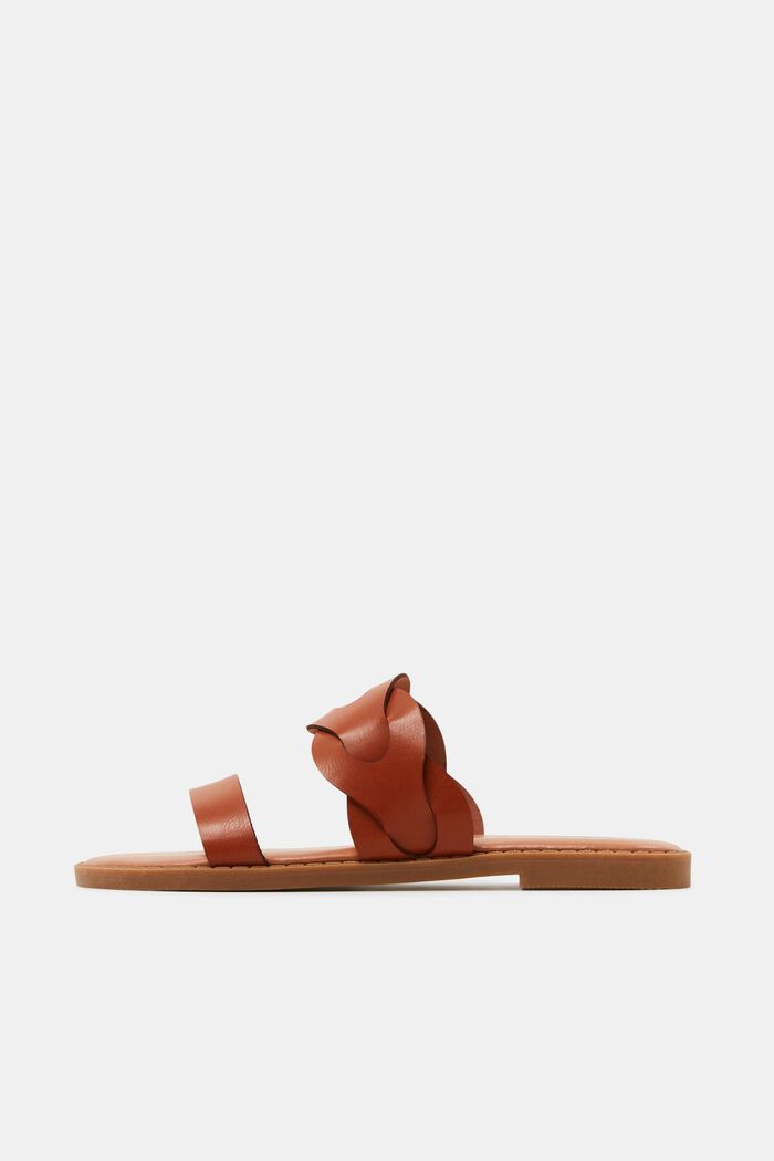 Braided Vegan Leather Slide Sandals, CARAMEL, detail image number 0
