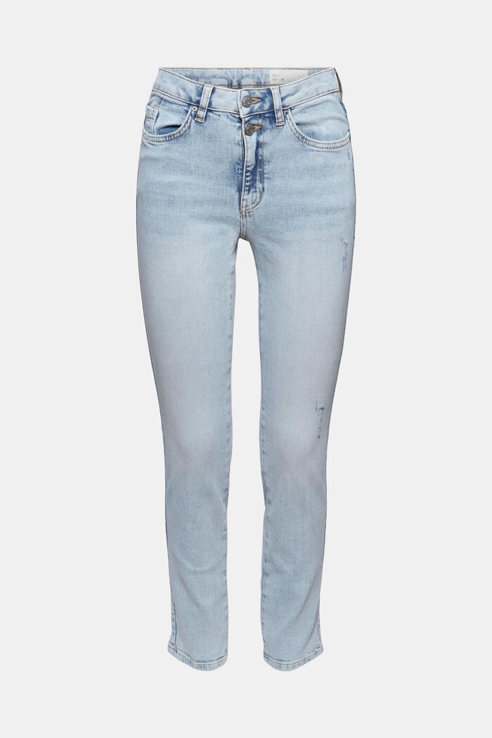 High-rise jeans with a vintage finish, BLUE LIGHT WASHED, overview