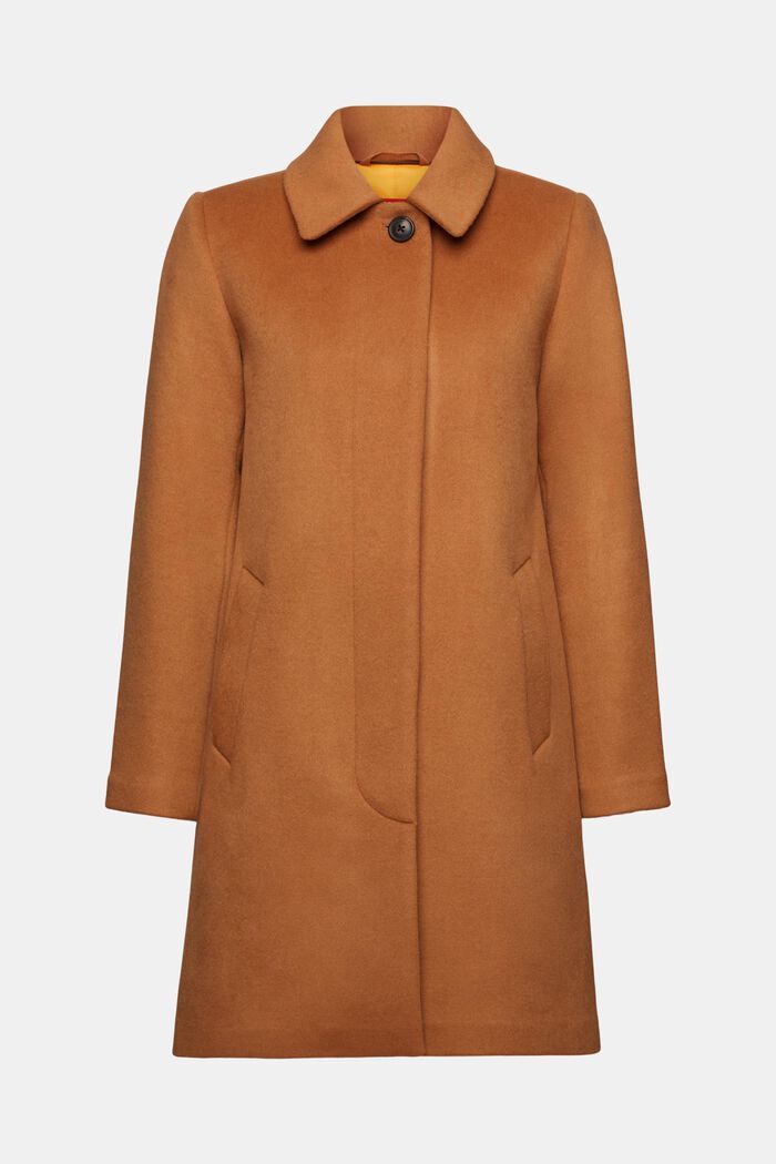 Wool Cashmere Coat, CARAMEL, detail image number 7