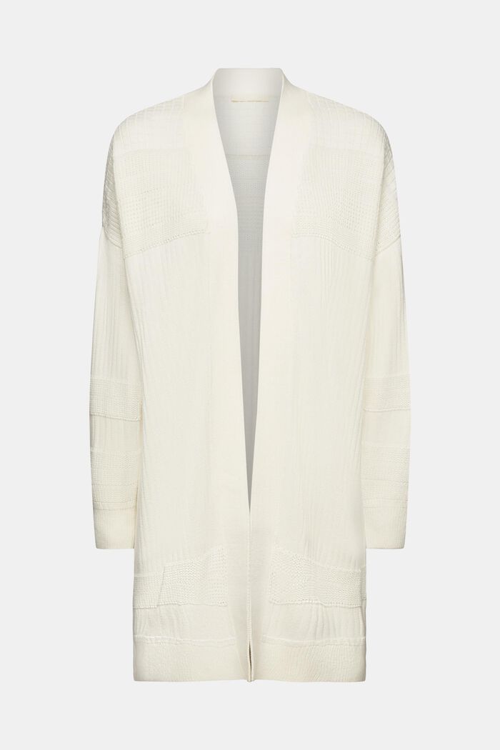 Mixed rib open cardigan, OFF WHITE, detail image number 6