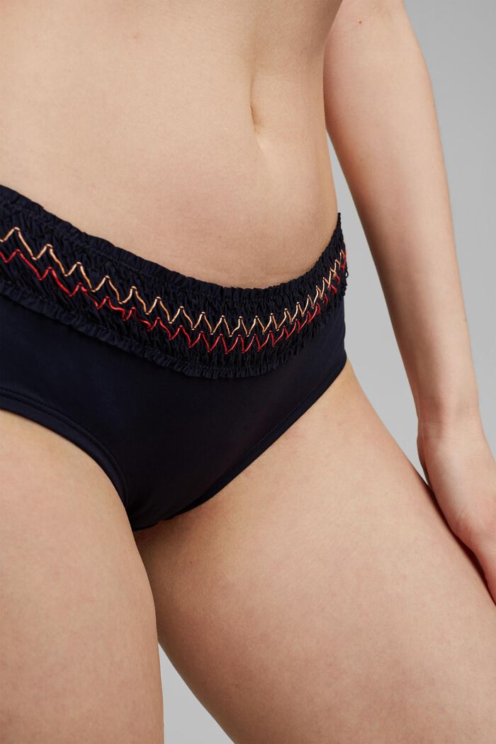 Recycled: hipster shorts with smocking, NAVY, detail image number 1