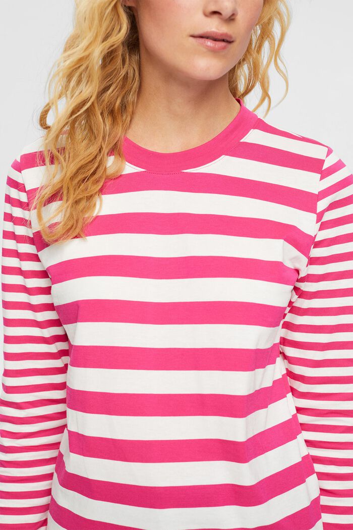 Striped long-sleeved top, PINK FUCHSIA, detail image number 0