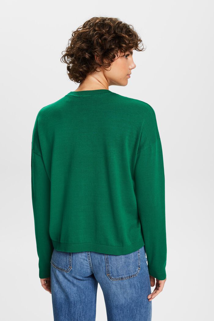Oversized jumper, 100% cotton, DARK GREEN, detail image number 3