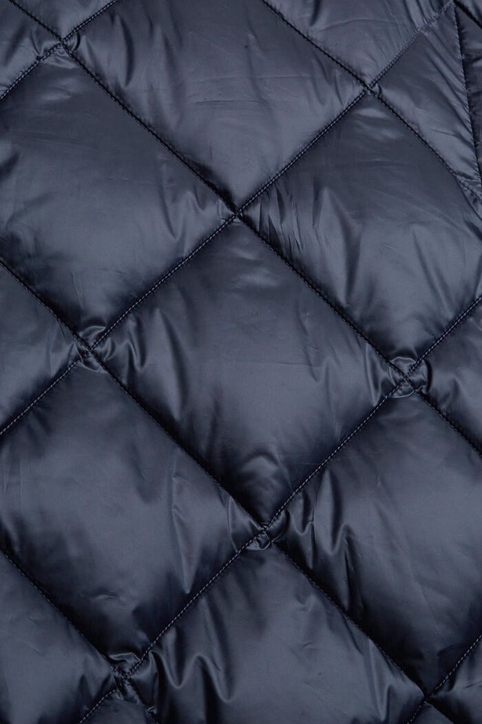 Recycled: long quilted body warmer with hood, NAVY, detail image number 4