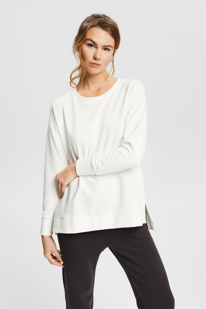 Sweatshirt in organic cotton, OFF WHITE, overview
